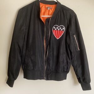 Unisex Casting LA  Bomber Jacket with American Flag on back n patriotic heart